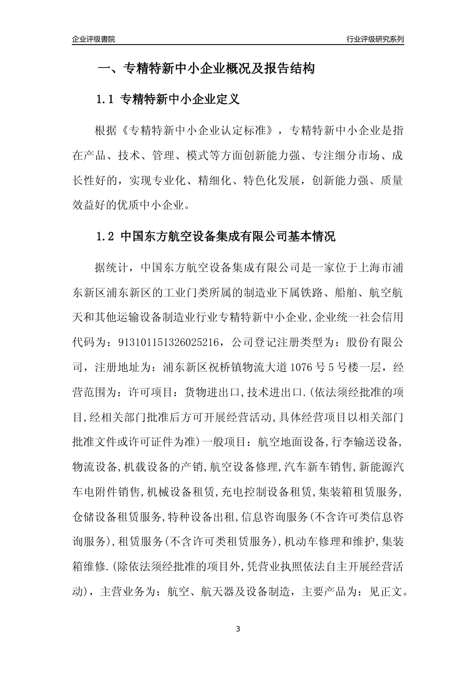 [专精特新]中国东方航空设备集成有限公司行业竞争力评级分析报告(2023版)_第3页