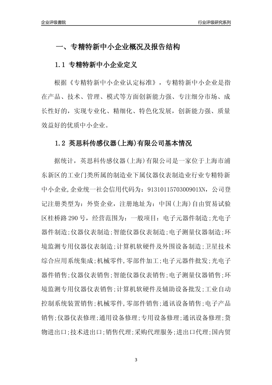 [专精特新]英思科传感仪器(上海)有限公司行业竞争力评级分析报告(2023版)_第3页