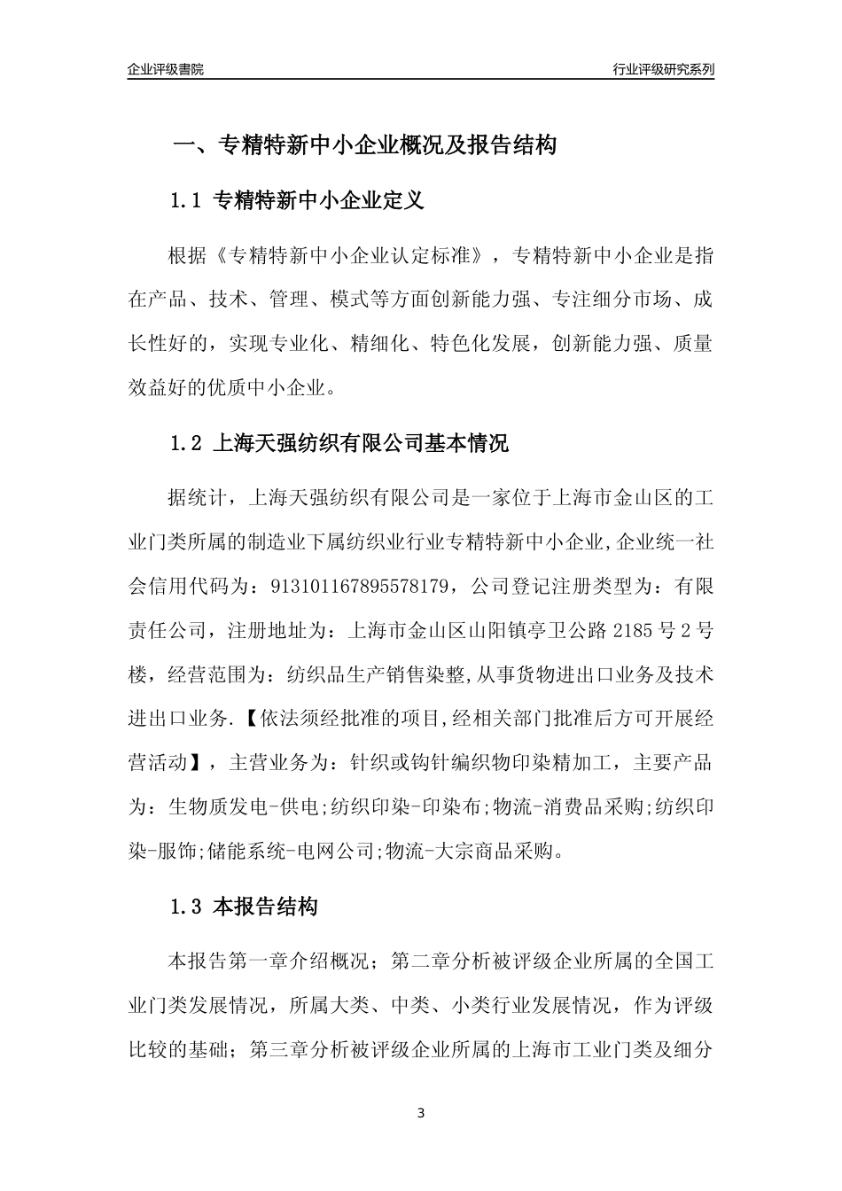 [专精特新]上海天强纺织有限公司行业竞争力评级分析报告(2023版)_第3页