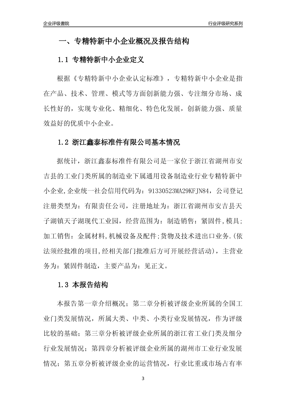 [专精特新]浙江鑫泰标准件有限公司行业竞争力评级分析报告(2023版)_第3页