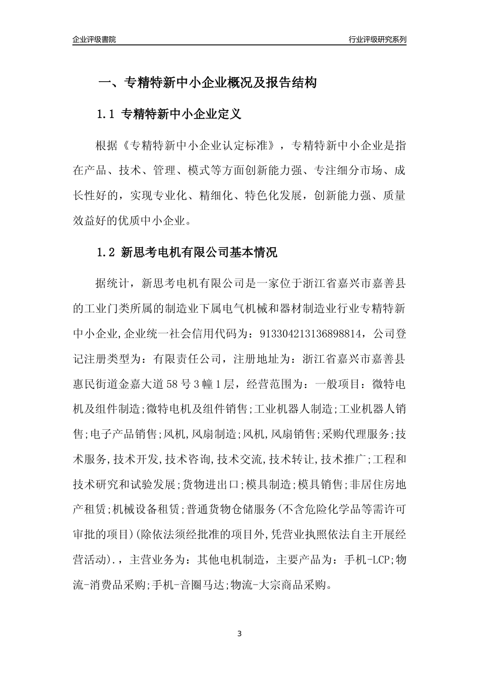 [专精特新]新思考电机有限公司行业竞争力评级分析报告(2023版)_第3页