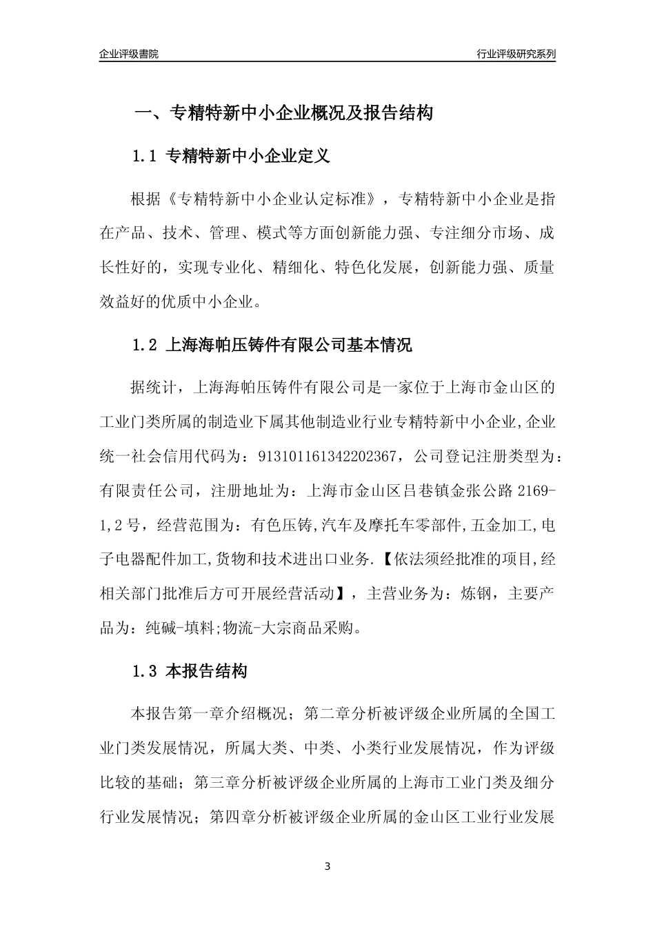 [专精特新]上海海帕压铸件有限公司行业竞争力评级分析报告(2023版)_第3页