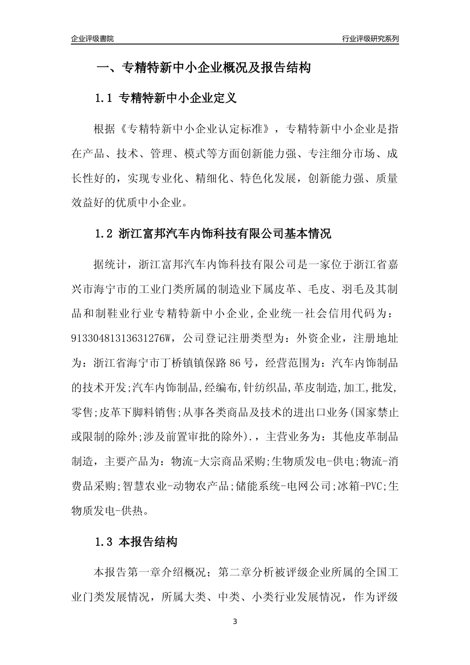 [专精特新]浙江富邦汽车内饰科技有限公司行业竞争力评级分析报告(2023版)_第3页