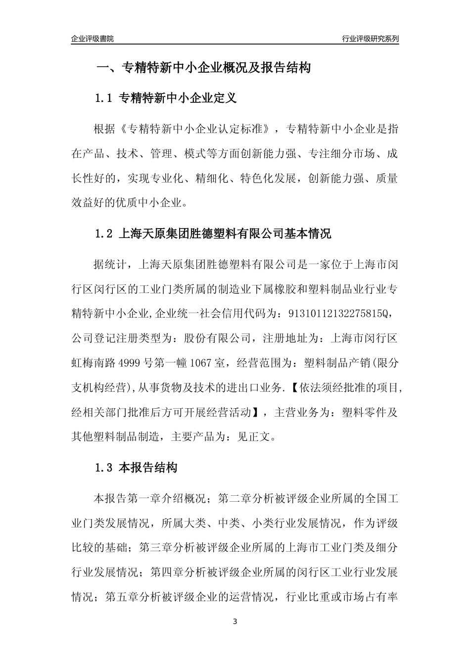 [专精特新]上海天原集团胜德塑料有限公司行业竞争力评级分析报告(2023版)_第3页