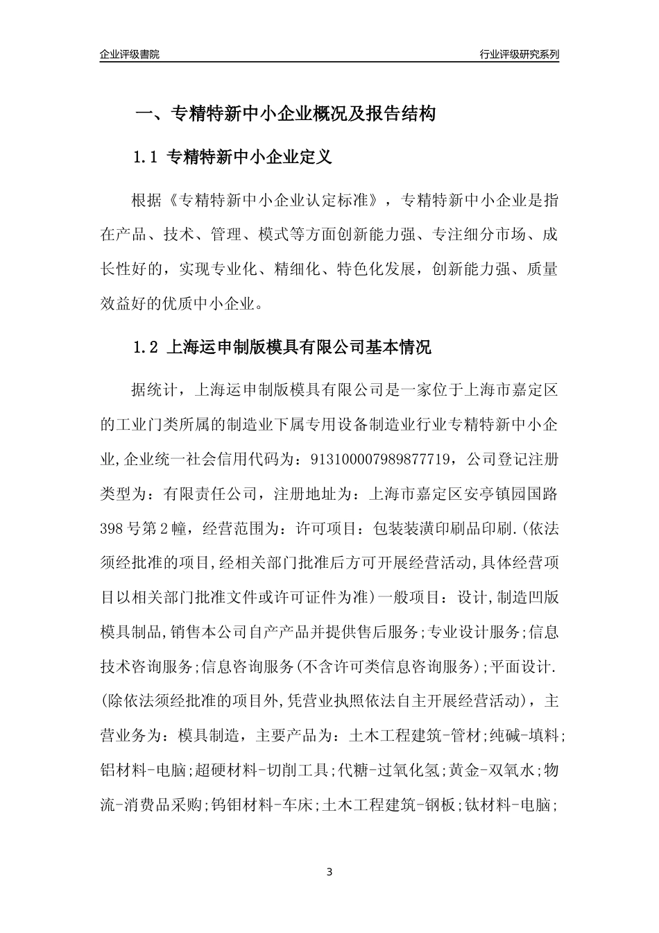 [专精特新]上海运申制版模具有限公司行业竞争力评级分析报告(2023版)_第3页
