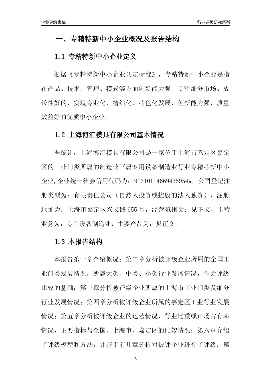 [专精特新]上海博汇模具有限公司行业竞争力评级分析报告(2023版)_第3页