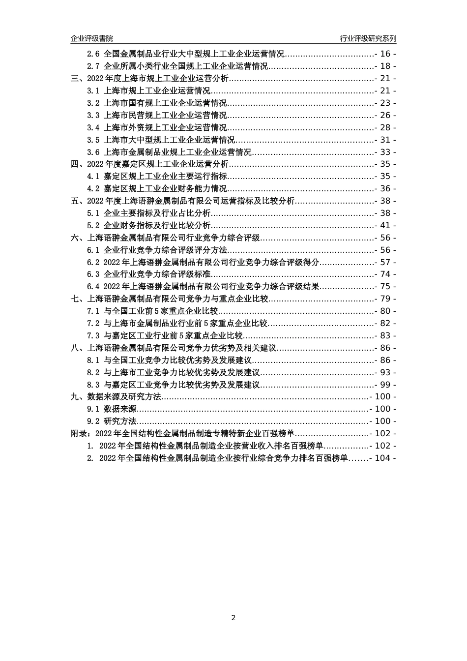 [专精特新]上海语翀金属制品有限公司行业竞争力评级分析报告(2023版)_第2页