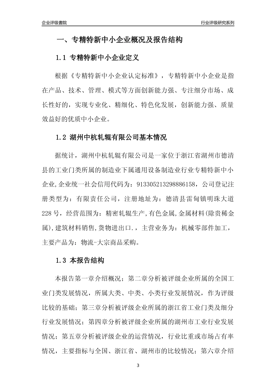 [专精特新]湖州中杭轧辊有限公司行业竞争力评级分析报告(2023版)_第3页
