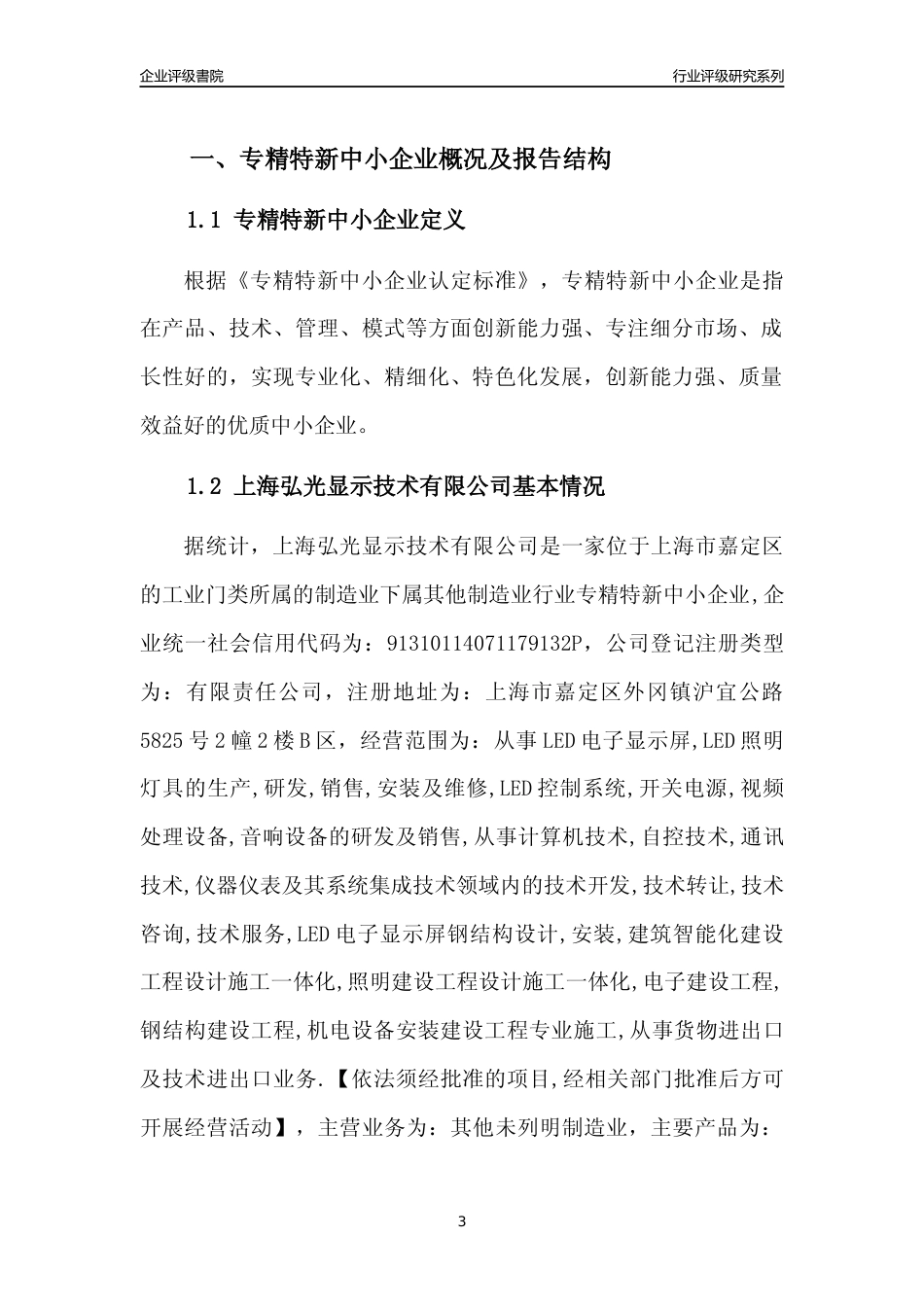 [专精特新]上海弘光显示技术有限公司行业竞争力评级分析报告(2023版)_第3页