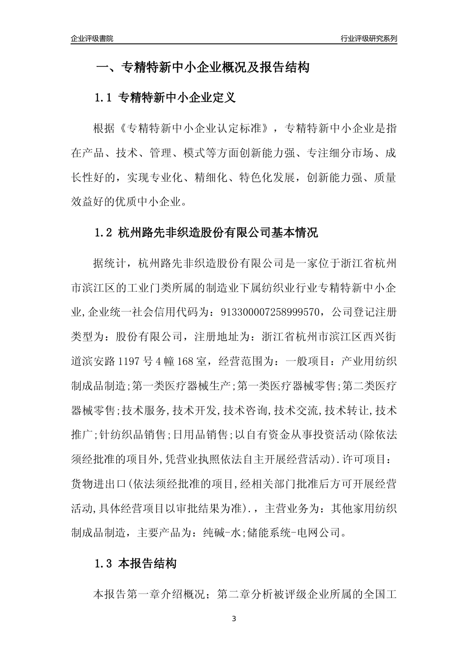 [专精特新]杭州路先非织造股份有限公司行业竞争力评级分析报告(2023版)_第3页