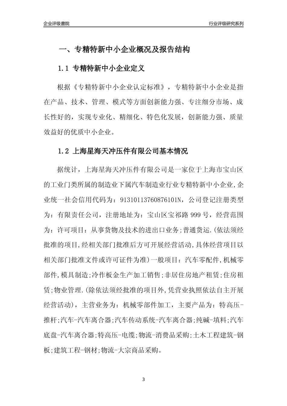 [专精特新]上海星海天冲压件有限公司行业竞争力评级分析报告(2023版)_第3页