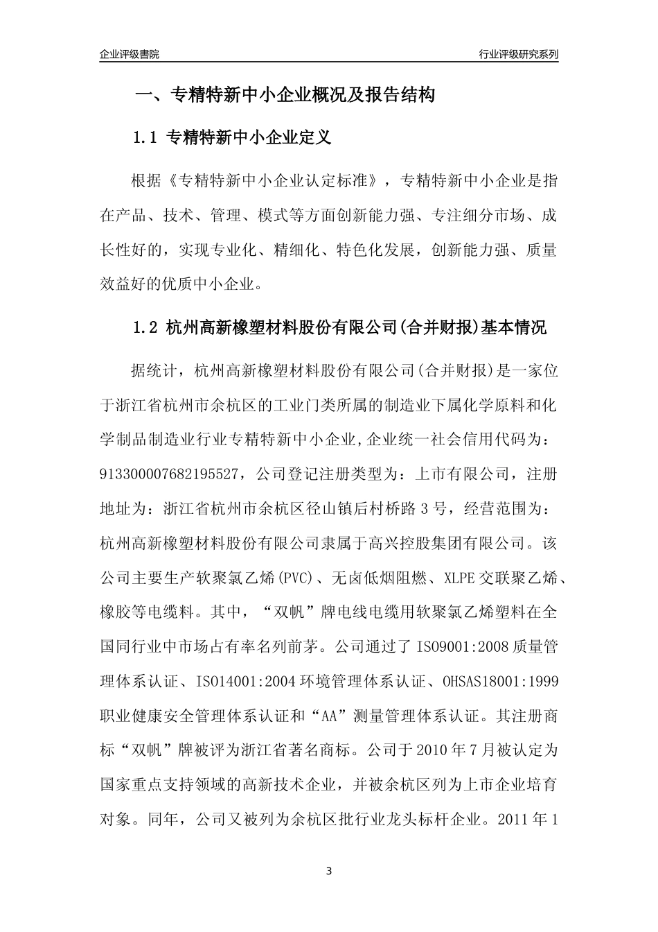 [专精特新]杭州高新橡塑材料股份有限公司(合并财报)行业竞争力评级分析报告(2023版)_第3页
