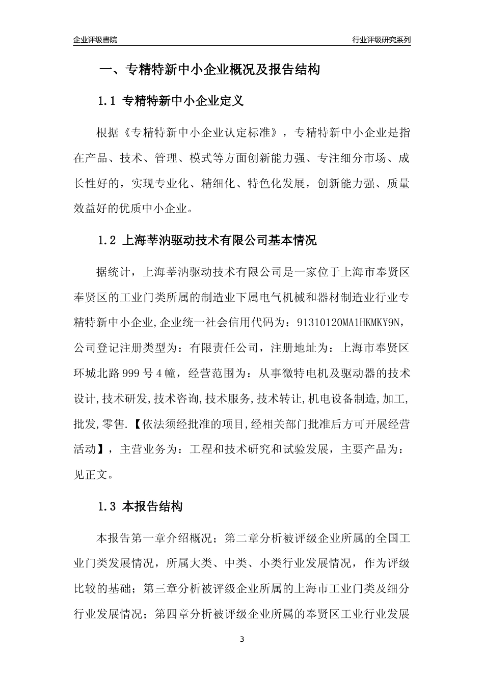 [专精特新]上海莘汭驱动技术有限公司行业竞争力评级分析报告(2023版)_第3页