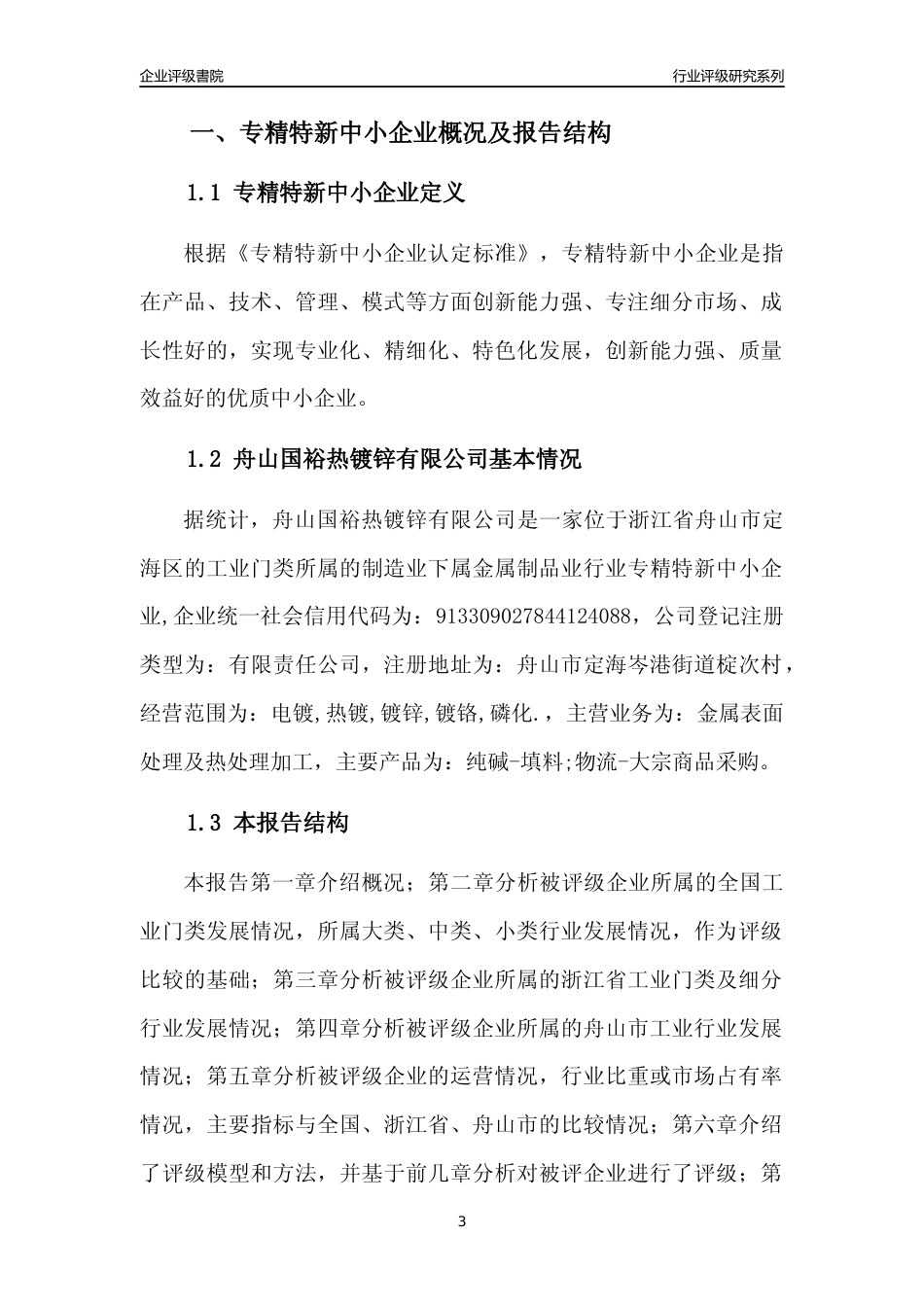 [专精特新]舟山国裕热镀锌有限公司行业竞争力评级分析报告(2023版)_第3页