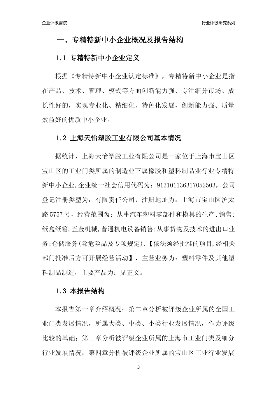 [专精特新]上海天怡塑胶工业有限公司行业竞争力评级分析报告(2023版)_第3页