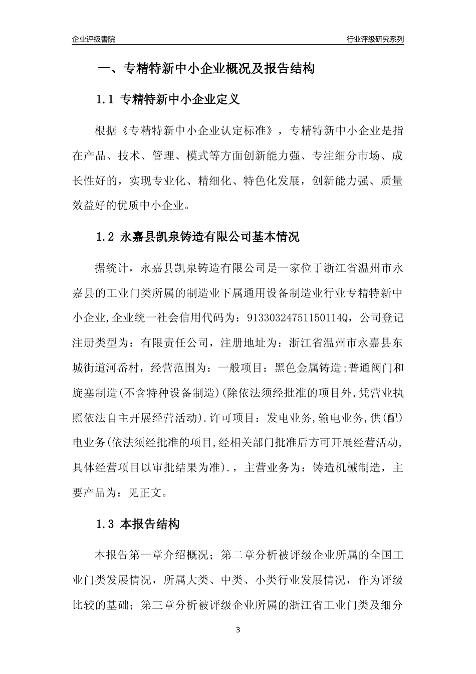 [专精特新]永嘉县凯泉铸造有限公司行业竞争力评级分析报告(2023版)_第3页