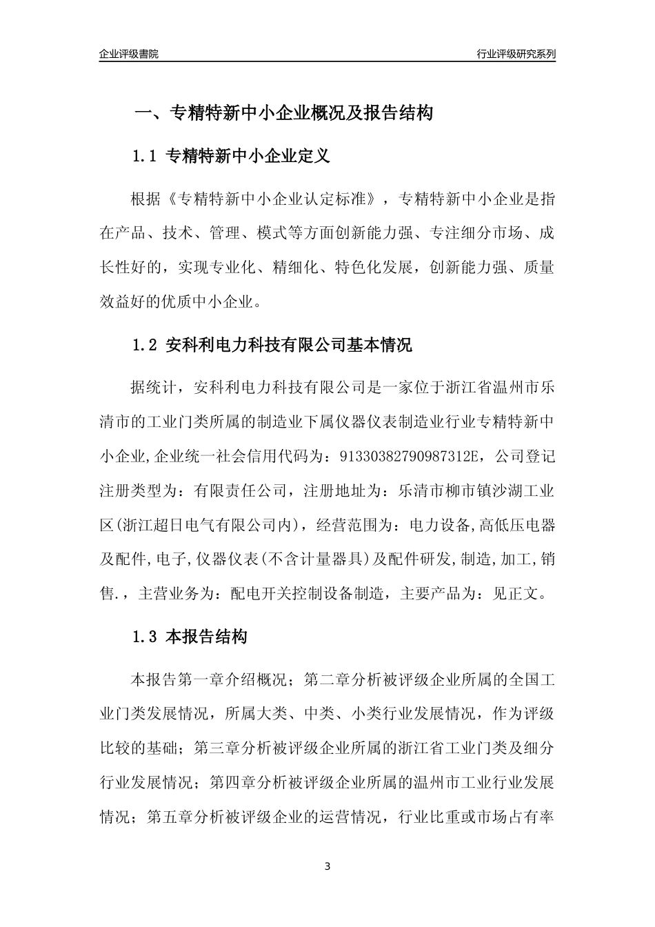 [专精特新]安科利电力科技有限公司行业竞争力评级分析报告(2023版)_第3页