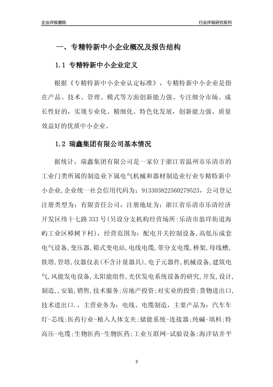 [专精特新]瑞鑫集团有限公司行业竞争力评级分析报告(2023版)_第3页