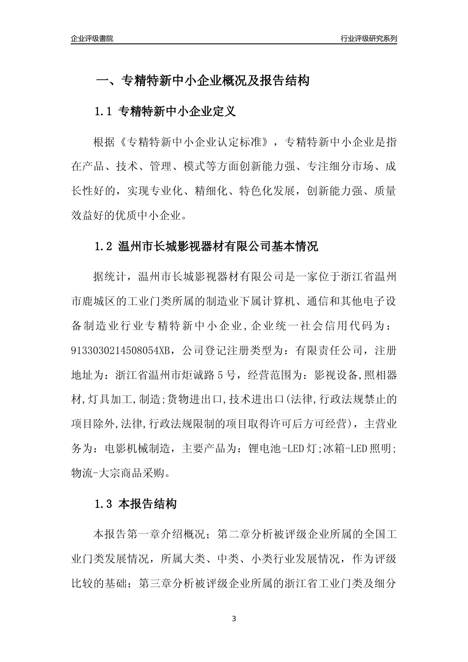 [专精特新]温州市长城影视器材有限公司行业竞争力评级分析报告(2023版)_第3页
