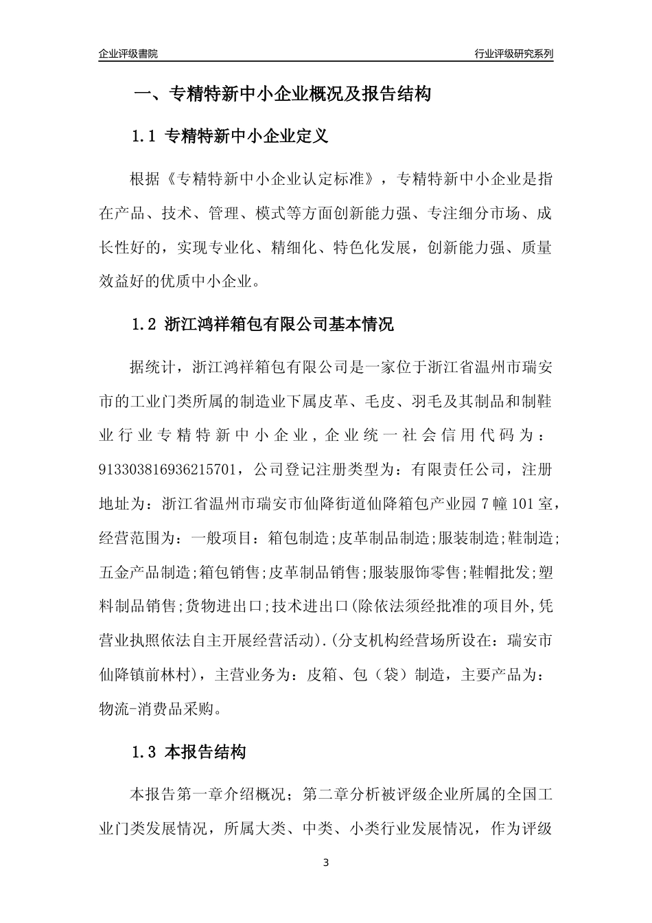 [专精特新]浙江鸿祥箱包有限公司行业竞争力评级分析报告(2023版)_第3页